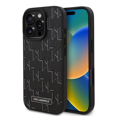 Apple iPhone 16 Pro Kılıf Karl Lagerfeld Orjinal Lisanslı Magsafe Şarj Özellikli KL Yazılı Hot Stamp Kapak Pembe