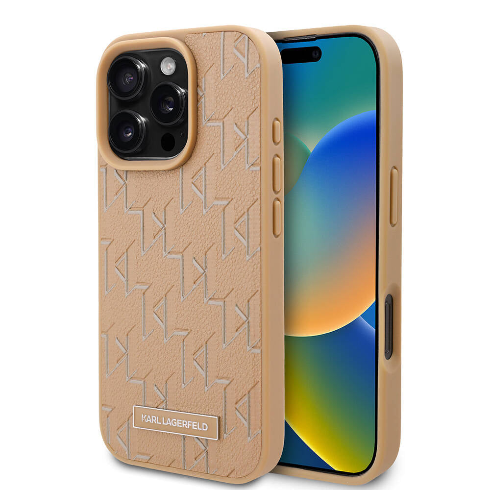 iPhone 16 Pro Kılıf Karl Lagerfeld Orjinal Lisanslı M-safe Şarj Özellikli KL Yazılı Hot Stamp Kılıf