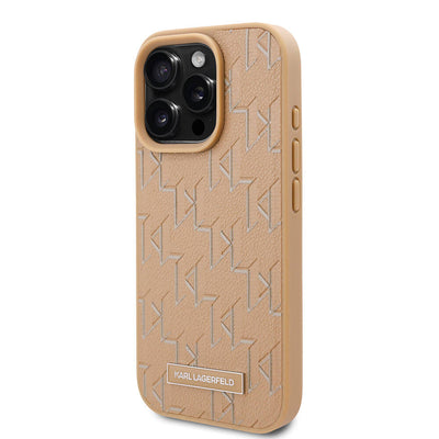 Apple iPhone 16 Pro Kılıf Karl Lagerfeld Orjinal Lisanslı Magsafe Şarj Özellikli KL Yazılı Hot Stamp Kapak Pembe