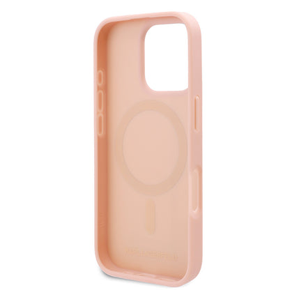 iPhone 16 Pro Kılıf Karl Lagerfeld Orjinal Lisanslı M-safe Şarj Özellikli KL Yazılı Hot Stamp Kılıf