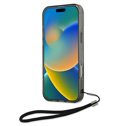 iPhone 16 Pro Kılıf Karl Lagerfeld Orjinal Lisanslı KL Desenli Saydam Bilek Askı İpli Klasik Logolu Kılıf