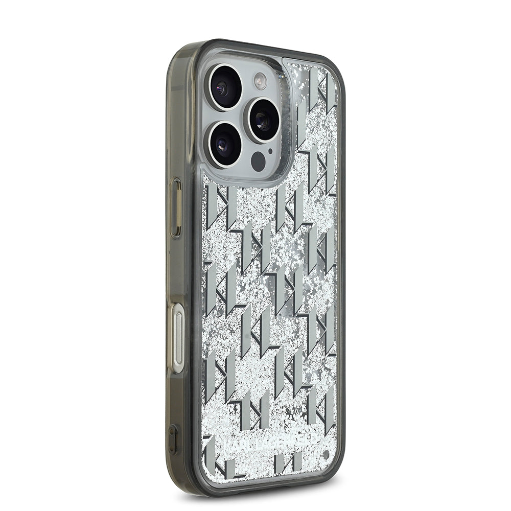 iPhone 16 Pro Kılıf Karl Lagerfeld Orjinal Lisanslı Simli KL Yazılı Monogram Gradient Kılıf