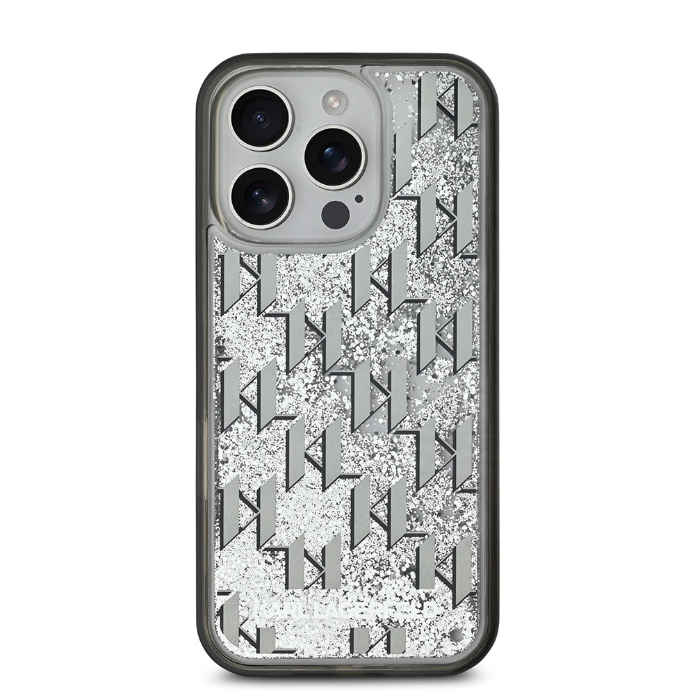 iPhone 16 Pro Kılıf Karl Lagerfeld Orjinal Lisanslı Simli KL Yazılı Monogram Gradient Kılıf