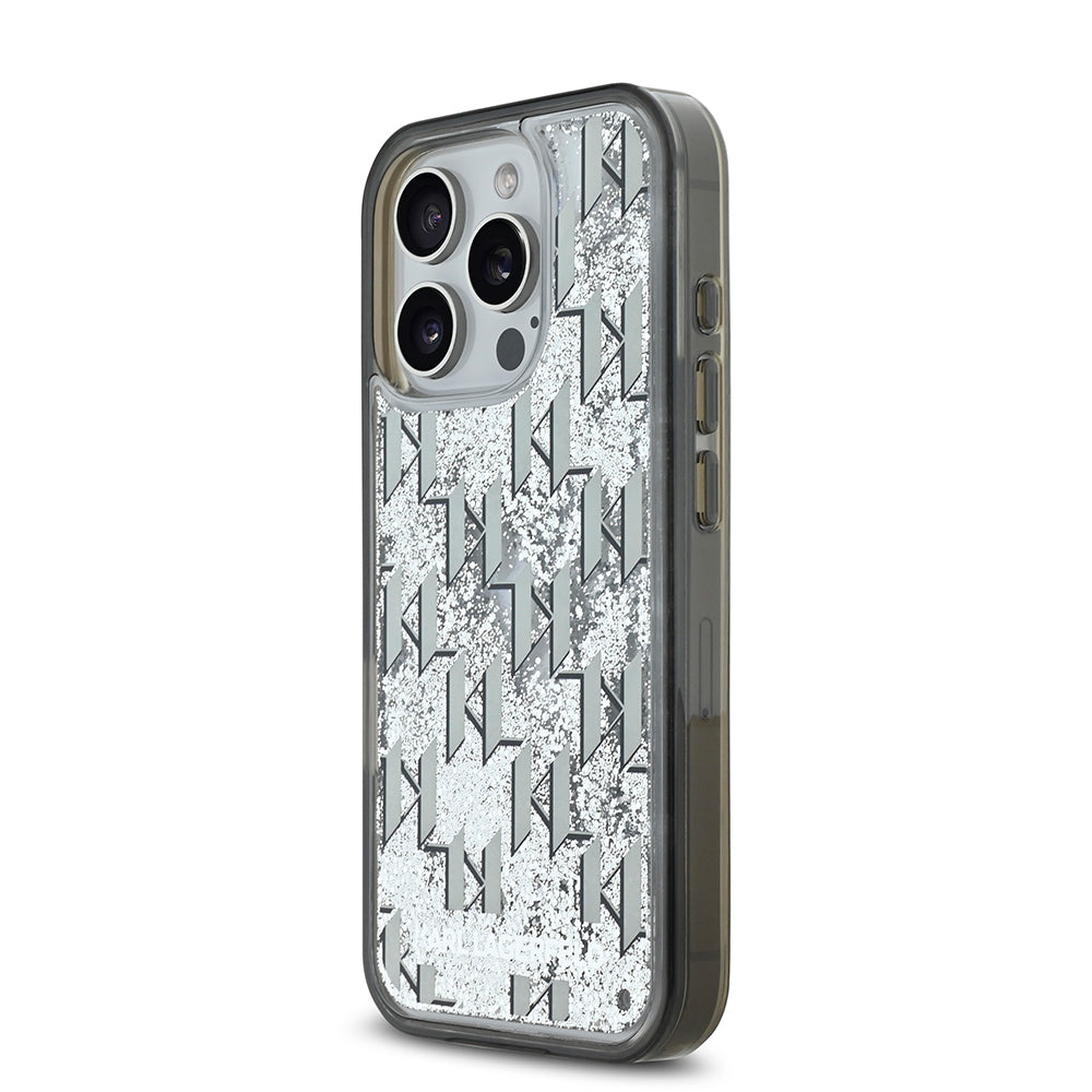 iPhone 16 Pro Kılıf Karl Lagerfeld Orjinal Lisanslı Simli KL Yazılı Monogram Gradient Kılıf