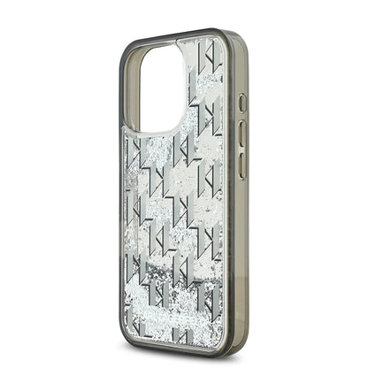 iPhone 16 Pro Kılıf Karl Lagerfeld Orjinal Lisanslı Simli KL Yazılı Monogram Gradient Kılıf