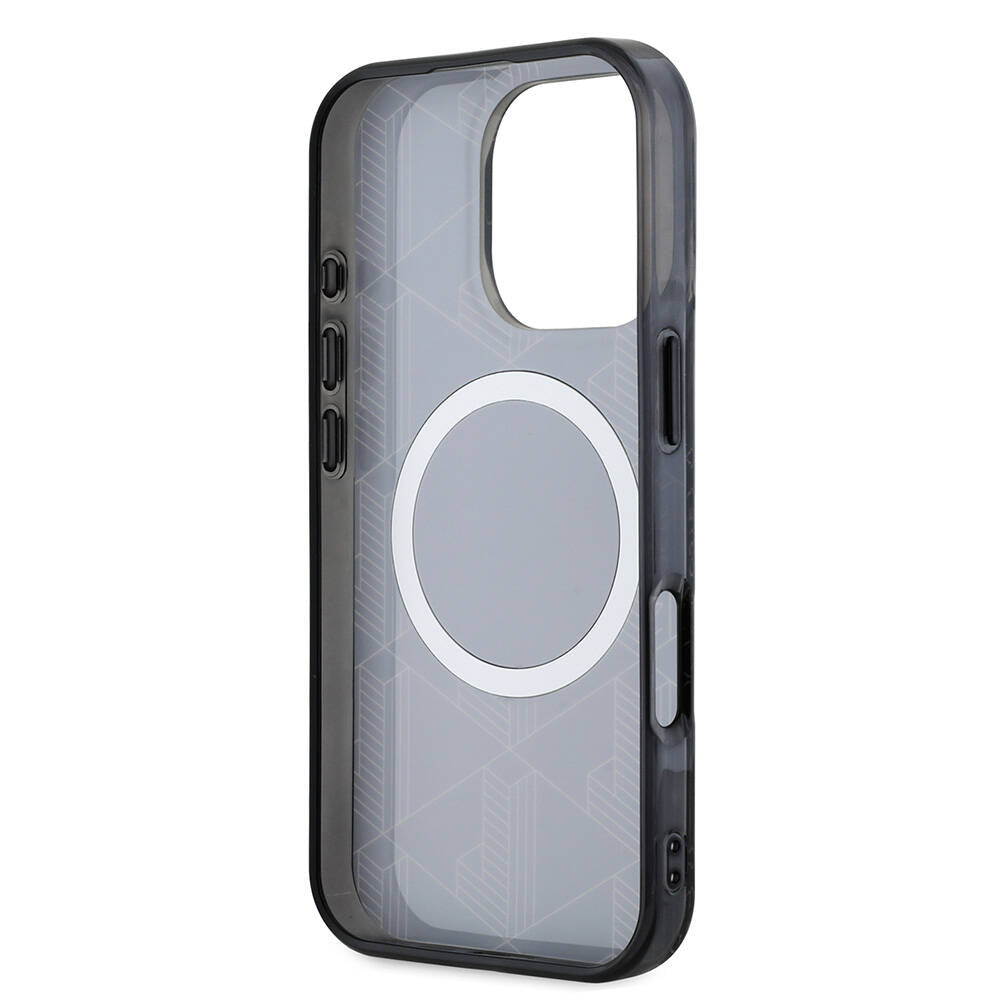 iPhone 16 Pro Kılıf Lacoste Orjinal Lisanslı M-safe Şarj Özellikli IML Baskılı Gümüş Timsah Logolu Monogram Kılıf