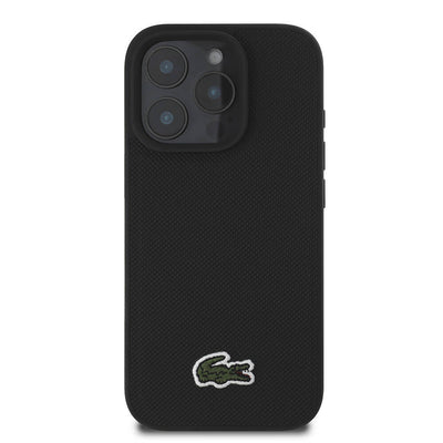 Apple iPhone 16 Pro Kılıf Lacoste Orjinal Lisanslı PU Pike Desenli Arka Yüzey İkonik Timsah Dokuma Logolu Kapak Kırmızı