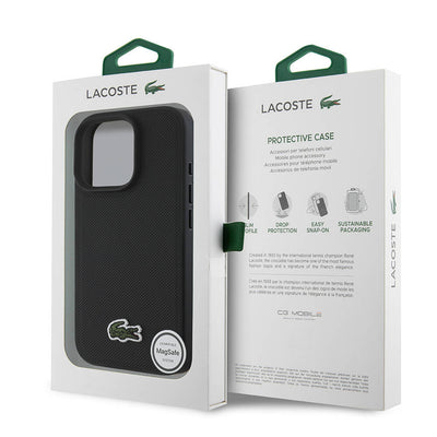 Apple iPhone 16 Pro Kılıf Lacoste Orjinal Lisanslı PU Pike Desenli Arka Yüzey İkonik Timsah Dokuma Logolu Kapak Kırmızı