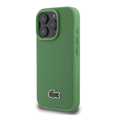 Apple iPhone 16 Pro Kılıf Lacoste Orjinal Lisanslı PU Pike Desenli Arka Yüzey İkonik Timsah Dokuma Logolu Kapak Kırmızı