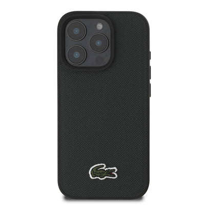 Apple iPhone 16 Pro Kılıf Lacoste Orjinal Lisanslı PU Pike Desenli Arka Yüzey İkonik Timsah Dokuma Logolu Kapak Kırmızı