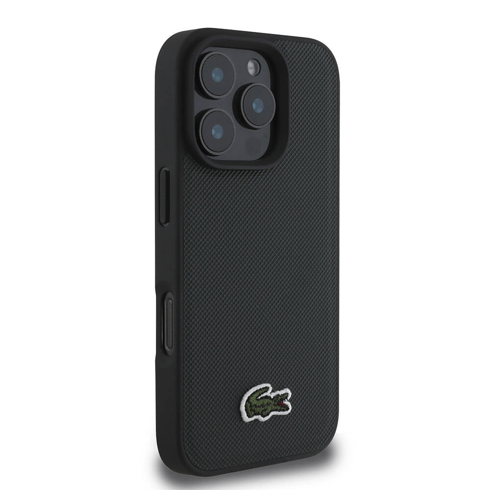 iPhone 16 Pro Kılıf Lacoste Orjinal Lisanslı PU Pike Desenli Arka Yüzey İkonik Timsah Dokuma Logolu Kılıf