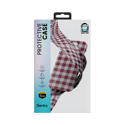 iPhone 16 Pro Kılıf M-safe Şarj Özellikli Ekose Tasarımlı Benks ArmorVichy Kevlar Kılıf