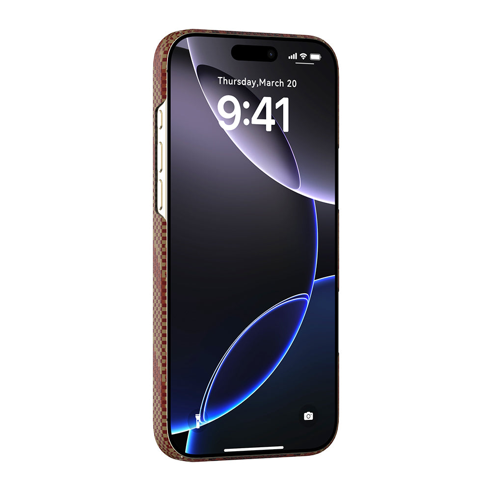 Apple iPhone 16 Pro Kılıf M-safe Şarj Özellikli Raptic Aramid Skin Bionic Serisi Kapak Kırmızı