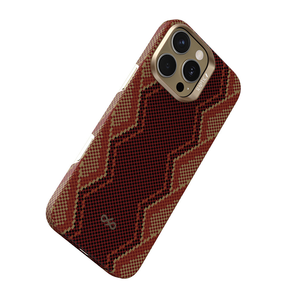 Apple iPhone 16 Pro Kılıf M-safe Şarj Özellikli Raptic Aramid Skin Bionic Serisi Kapak Kırmızı