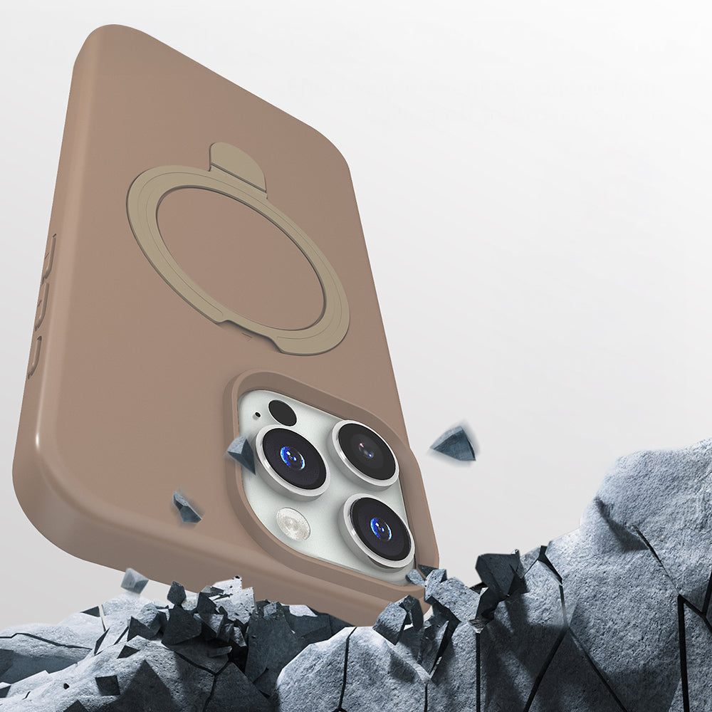 Apple iPhone 16 Pro Kılıf M-safe Şarj Özellikli Standlı Zore Samara Kapak Titanyum-Gri