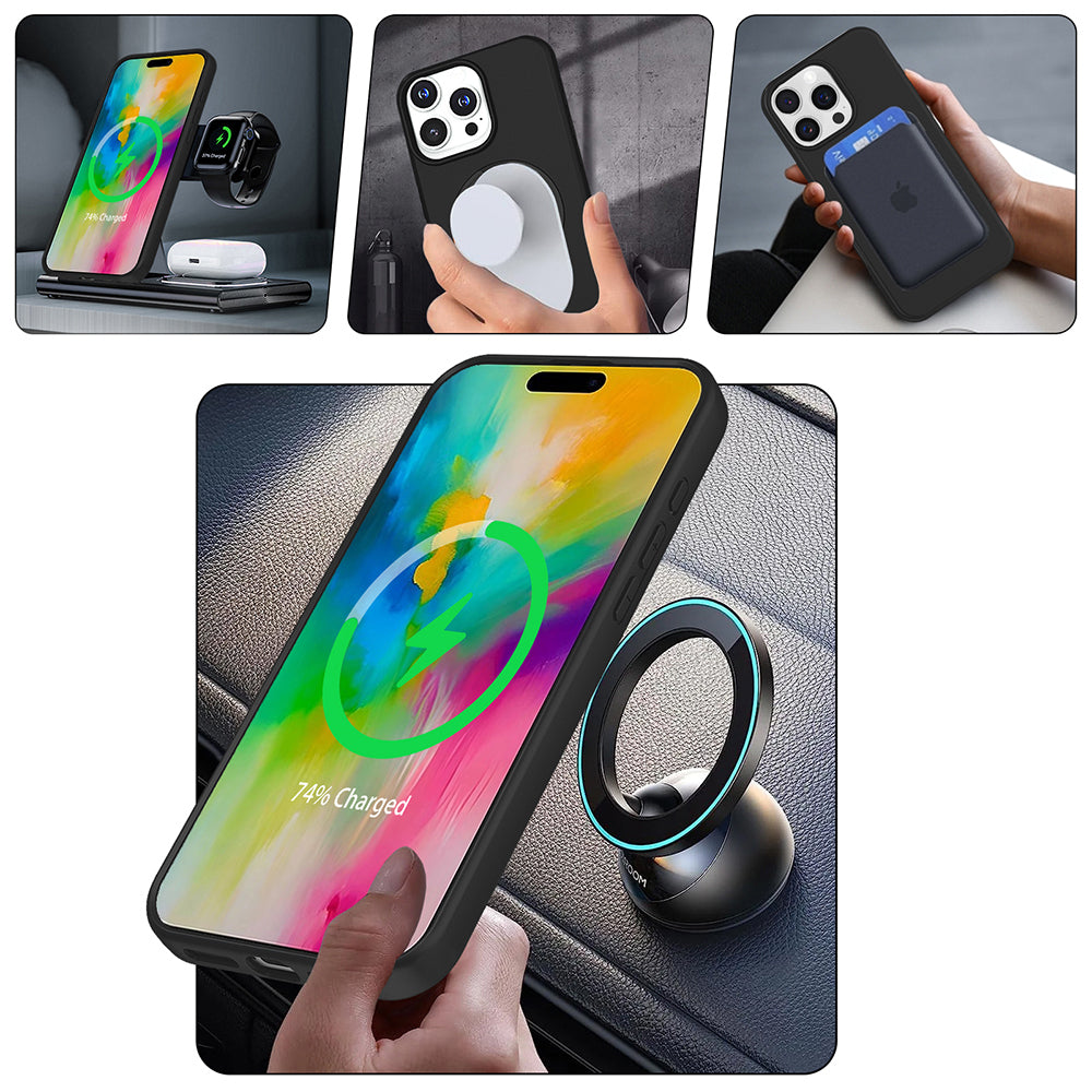 Apple iPhone 16 Pro Kılıf M-safe Şarj Özellikli Standlı Zore Samara Kapak Pembe