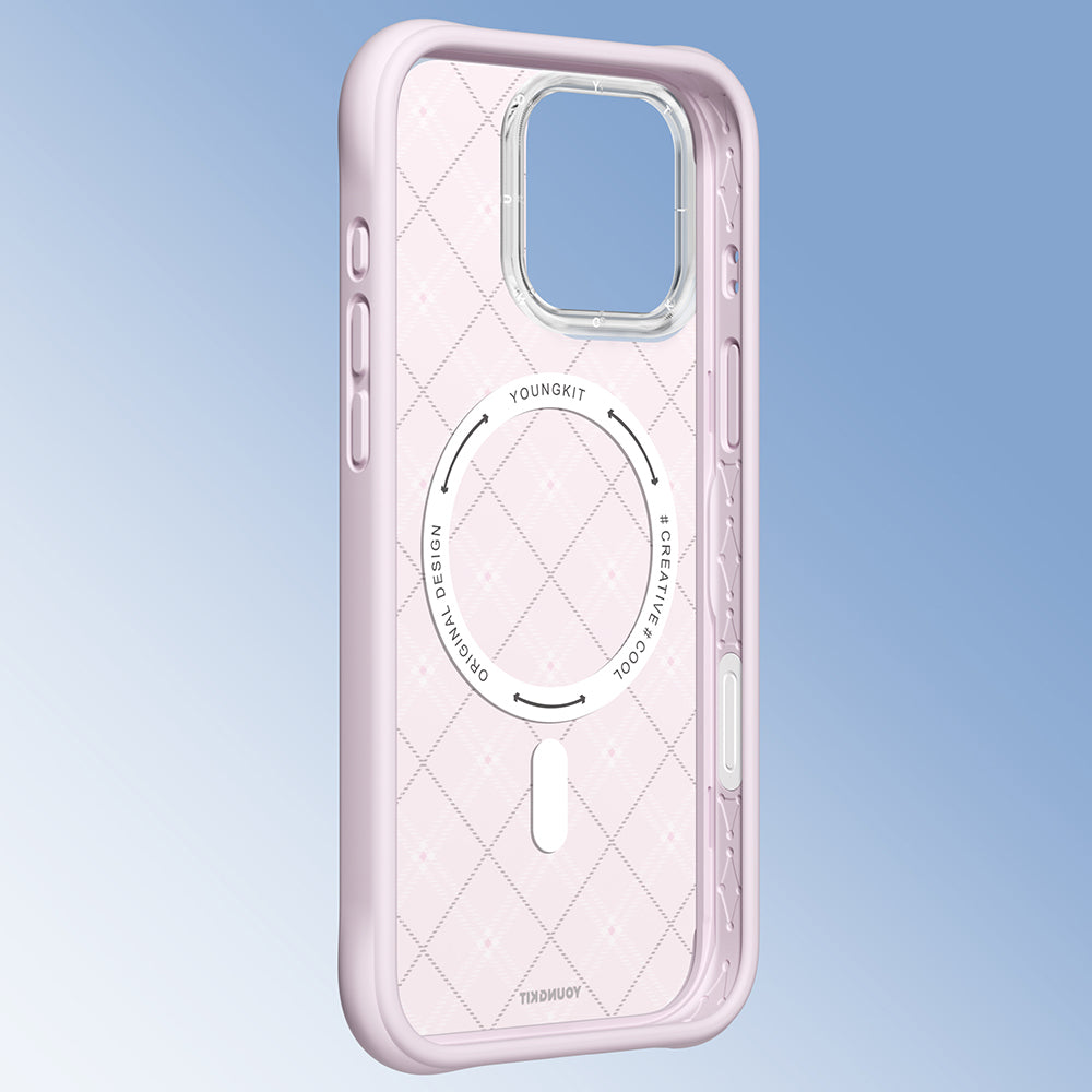 iPhone 16 Pro Kılıf M-safe Şarj Özellikli Youngkit Argyle Serisi Kılıf