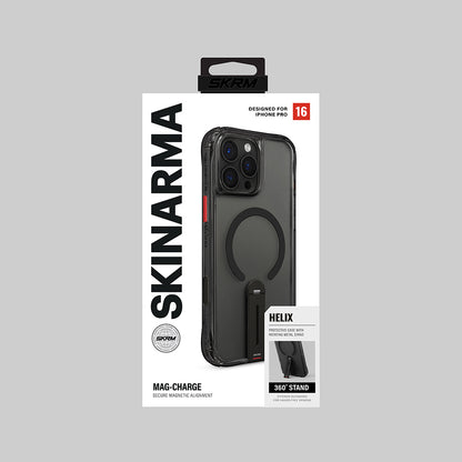 iPhone 16 Pro Kılıf M-safe Şarj Özellikli 360 Derece Dönebilen Standlı Skinarma Helix Kılıf