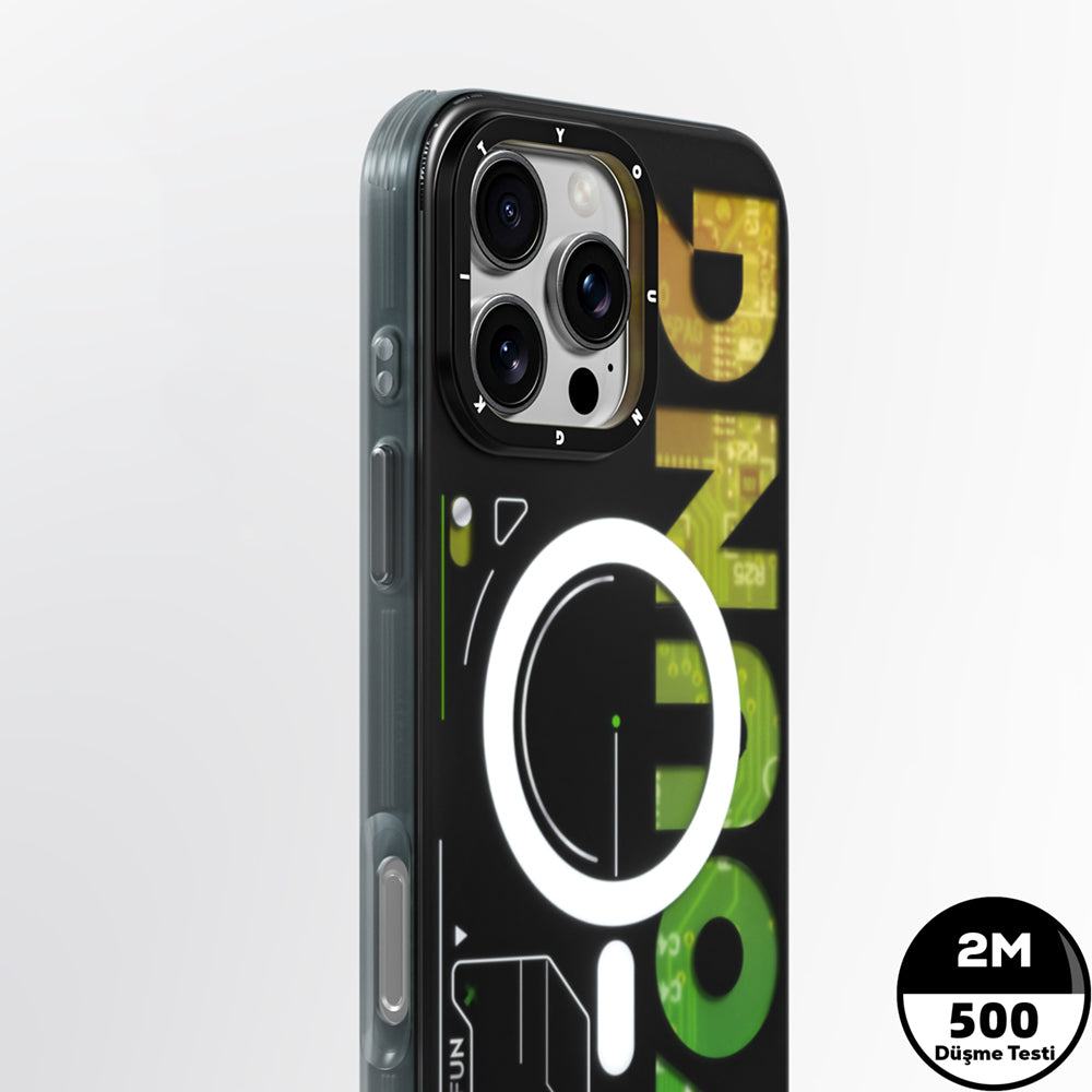 Apple iPhone 16 Pro Kılıf Magsafe Şarj Özellikli Airbagli Çift Katmanlı Youngkit Future Serisi Kapak Yeşil