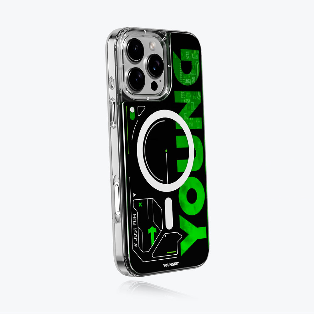 Apple iPhone 16 Pro Kılıf Magsafe Şarj Özellikli Airbagli Çift Katmanlı Youngkit Future Streamer Serisi Kapak Kırmızı