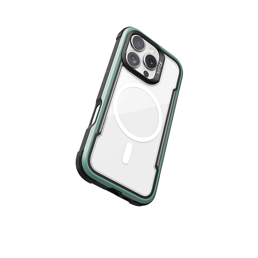 Apple iPhone 16 Pro Kılıf M-safe Şarj Özellikli Airbagli Raptic Shield Serisi Şeffaf Arka Yüzey Kapak Kırmızı