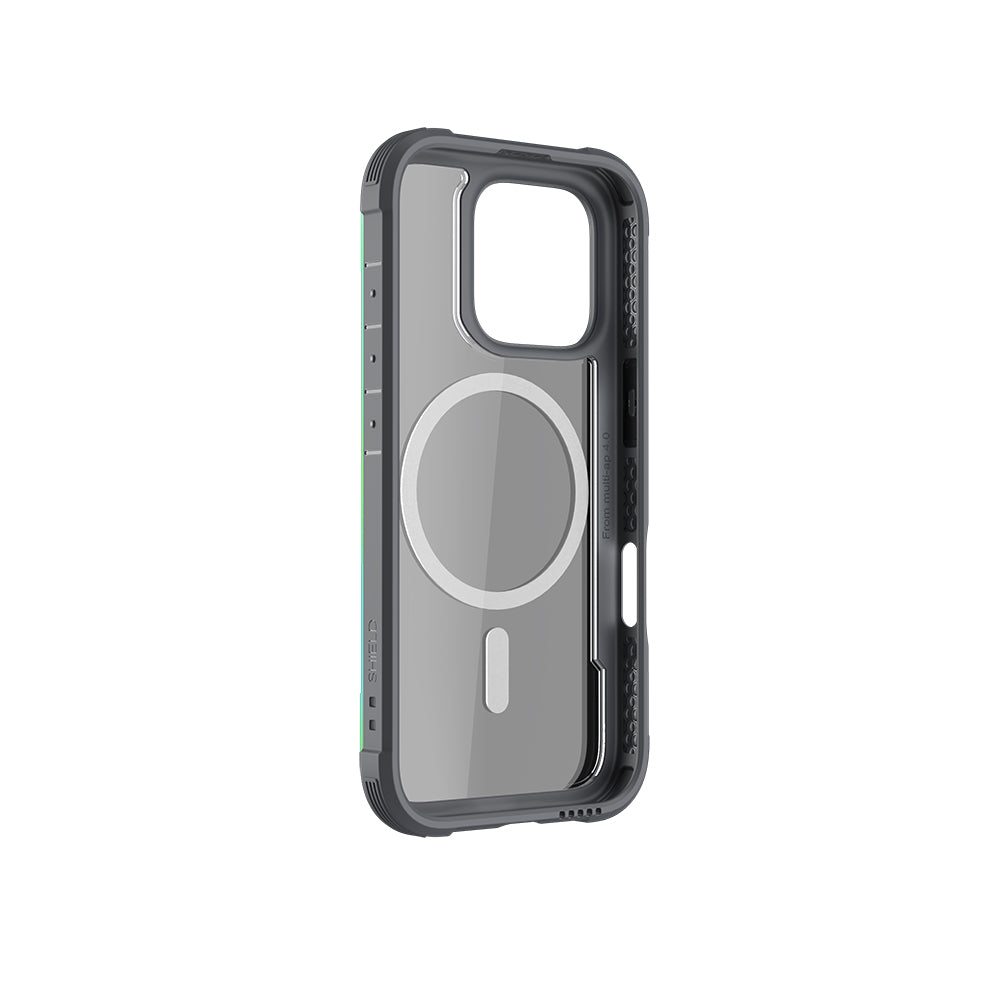 Apple iPhone 16 Pro Kılıf M-safe Şarj Özellikli Airbagli Raptic Shield Serisi Şeffaf Arka Yüzey Kapak Kırmızı