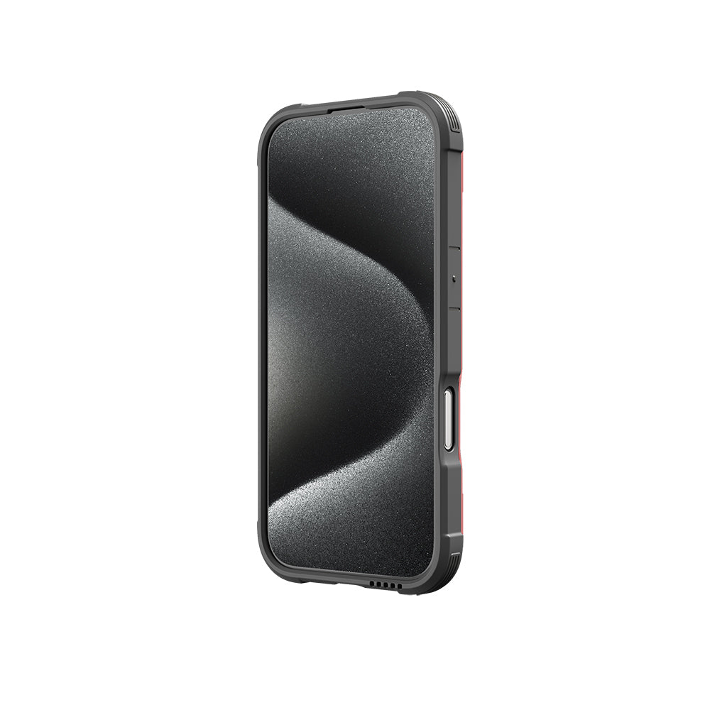 Apple iPhone 16 Pro Kılıf M-safe Şarj Özellikli Airbagli Raptic Shield Serisi Şeffaf Arka Yüzey Kapak Kırmızı