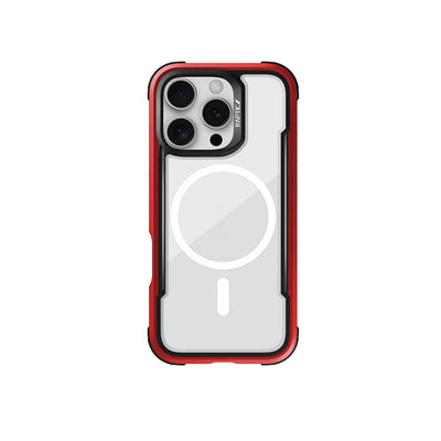Apple iPhone 16 Pro Kılıf M-safe Şarj Özellikli Airbagli Raptic Shield Serisi Şeffaf Arka Yüzey Kapak Kırmızı