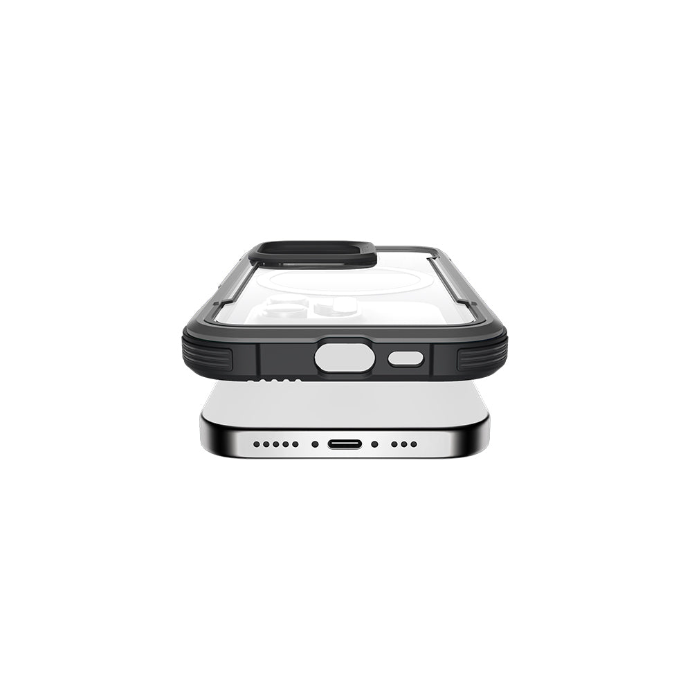 Apple iPhone 16 Pro Kılıf M-safe Şarj Özellikli Airbagli Raptic Shield Serisi Şeffaf Arka Yüzey Kapak Kırmızı