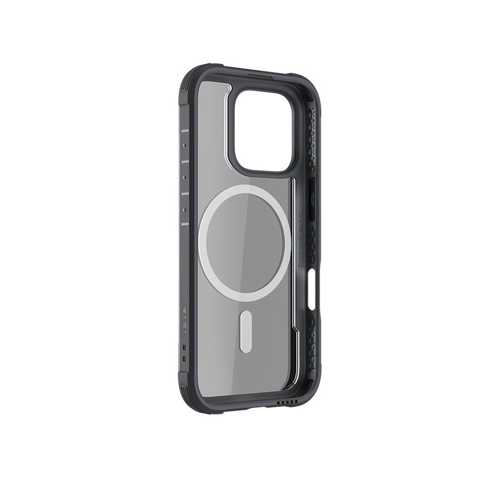 Apple iPhone 16 Pro Kılıf M-safe Şarj Özellikli Airbagli Raptic Shield Serisi Şeffaf Arka Yüzey Kapak Kırmızı