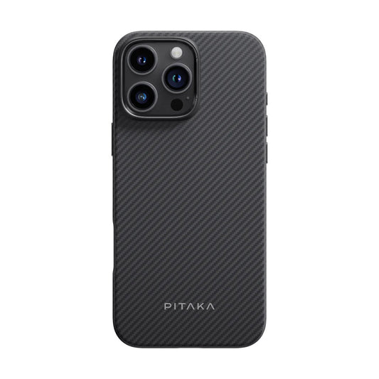 iPhone 16 Pro Kılıf M-safe Şarj Özellikli Aramid Fiber Pitaka Military-Grade Classic Serisi Black-Grey Twill Kılıf