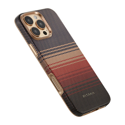 iPhone 16 Pro Kılıf M-safe Şarj Özellikli Aramid Fiber Pitaka Military-Grade Sunset-Moonrise Serisi Sunset Kılıf