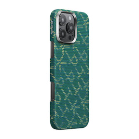 Apple iPhone 16 Pro Kılıf MagSafe Şarj Özellikli Aramid Fiber Pitaka Tactile Woven Monogram Serisi Kapak