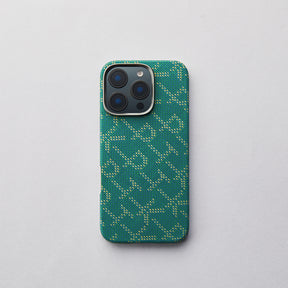 Apple iPhone 16 Pro Kılıf MagSafe Şarj Özellikli Aramid Fiber Pitaka Tactile Woven Monogram Serisi Kapak