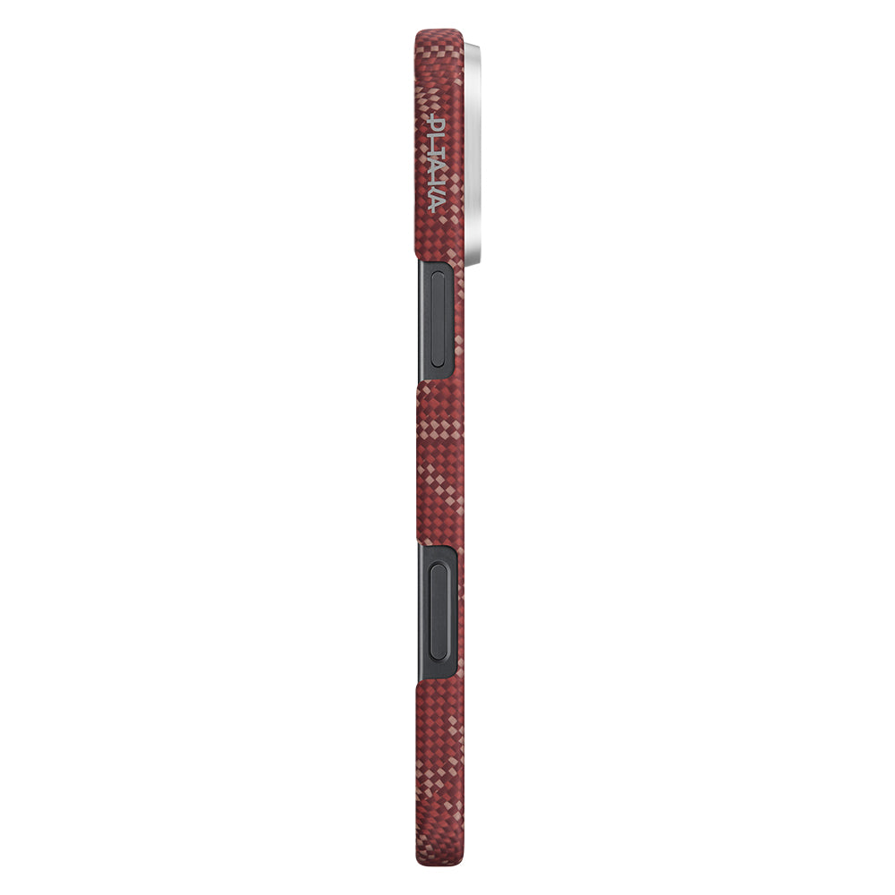 Apple iPhone 16 Pro Kılıf M-safe Şarj Özellikli Aramid Fiber Pitaka Tactile Woven Monogram Serisi Kapak Siyah