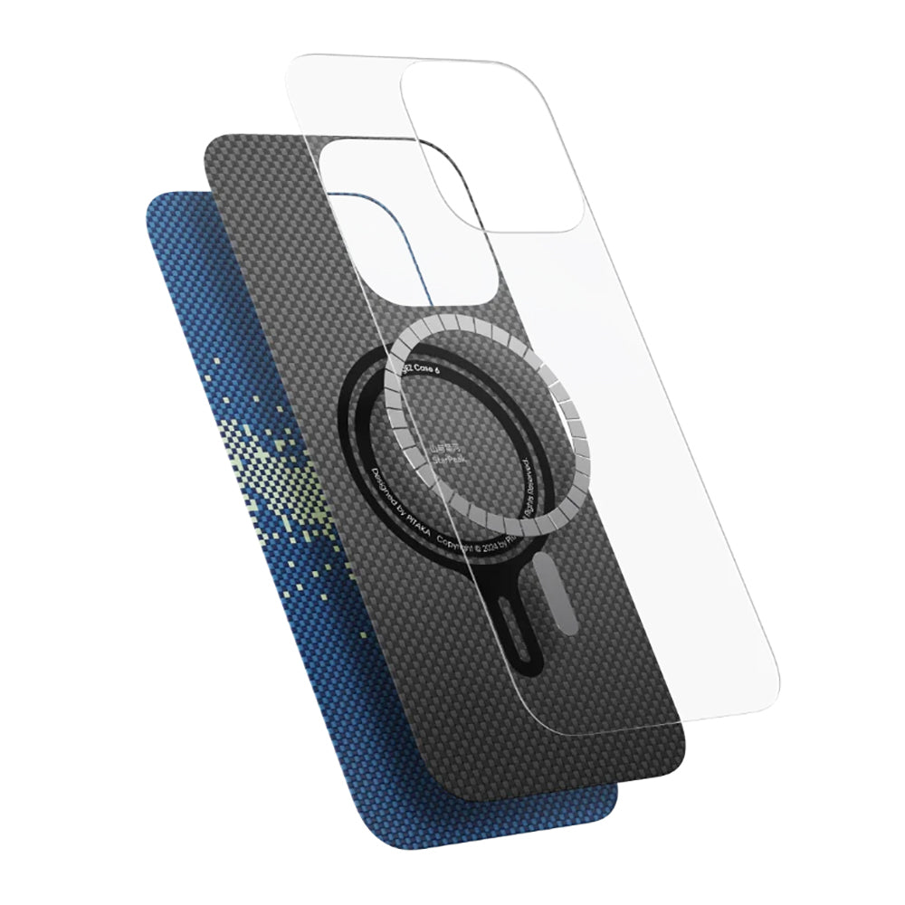 iPhone 16 Pro Kılıf M-safe Şarj Özellikli Aramid Fiber Pitaka Tactile Woven Starpeak Serisi Over The Horizon Kılıf