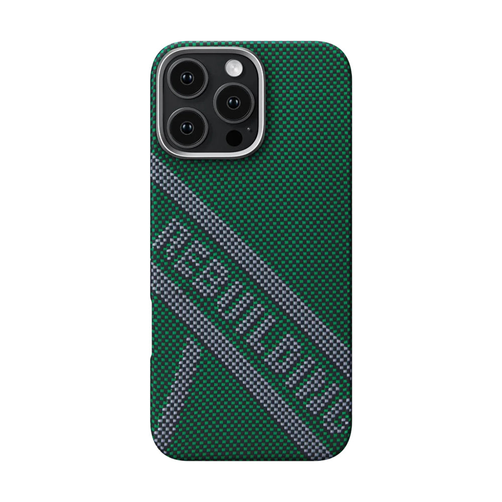 Apple iPhone 16 Pro Kılıf M-safe Şarj Özellikli Aramid Fiber Re-TROS Tasarımlı Pitaka Tactile Woven Rebuilding Serisi Kapak Siyah