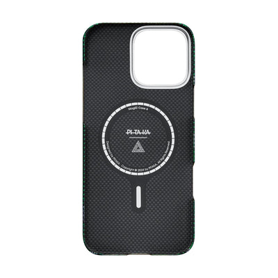 Apple iPhone 16 Pro Kılıf M-safe Şarj Özellikli Aramid Fiber Re-TROS Tasarımlı Pitaka Tactile Woven Rebuilding Serisi Kapak Siyah