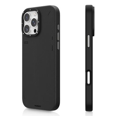 Apple iPhone 16 Pro Kılıf Magsafe Şarj Özellikli Basit Mat Deri Desenli Youngkit Tech Fashion Serisi Kapak Kahverengi