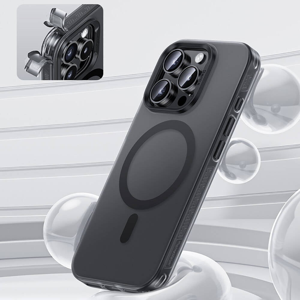 Apple iPhone 16 Pro Kılıf Magsafe Şarj Özellikli Benks Lucid Armor Kapak Titanyum-Gri