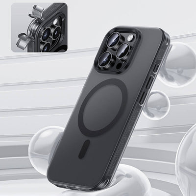 Apple iPhone 16 Pro Kılıf Magsafe Şarj Özellikli Benks Lucid Armor Kapak Titanyum-Gri