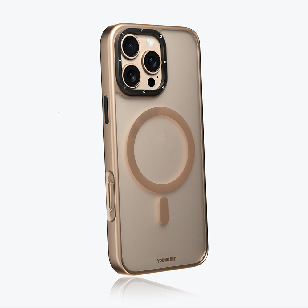 iPhone 16 Pro Kılıf M-safe Şarj Özellikli Cam Arka Yüzey TPU Youngkit Gemstone Serisi Kılıf