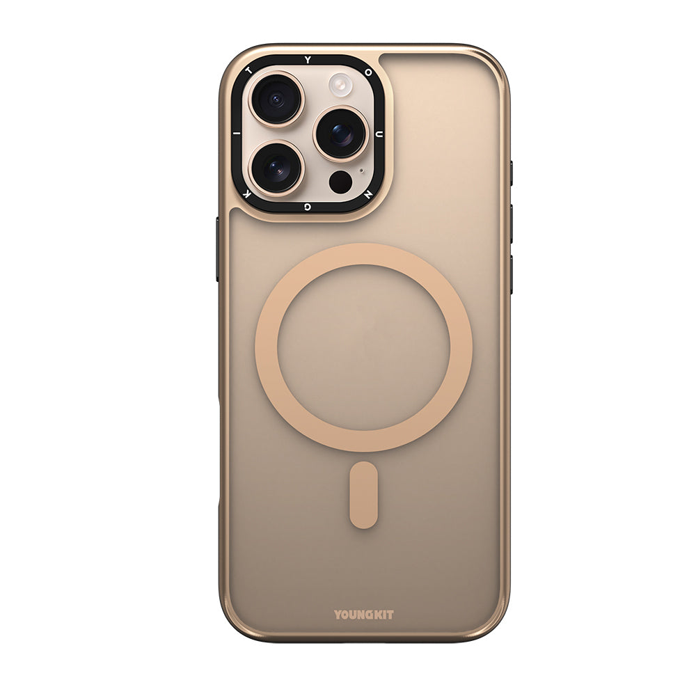 iPhone 16 Pro Kılıf M-safe Şarj Özellikli Cam Arka Yüzey TPU Youngkit Gemstone Serisi Kılıf