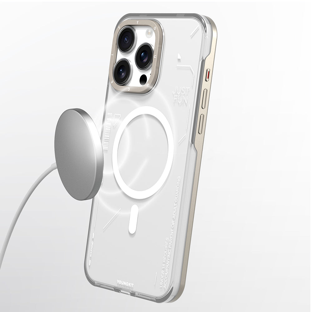 Apple iPhone 16 Pro Kılıf Magsafe Şarj Özellikli Çıkarılabilir Arka Yüzeyli Youngkit Mecha Kapak Siyah