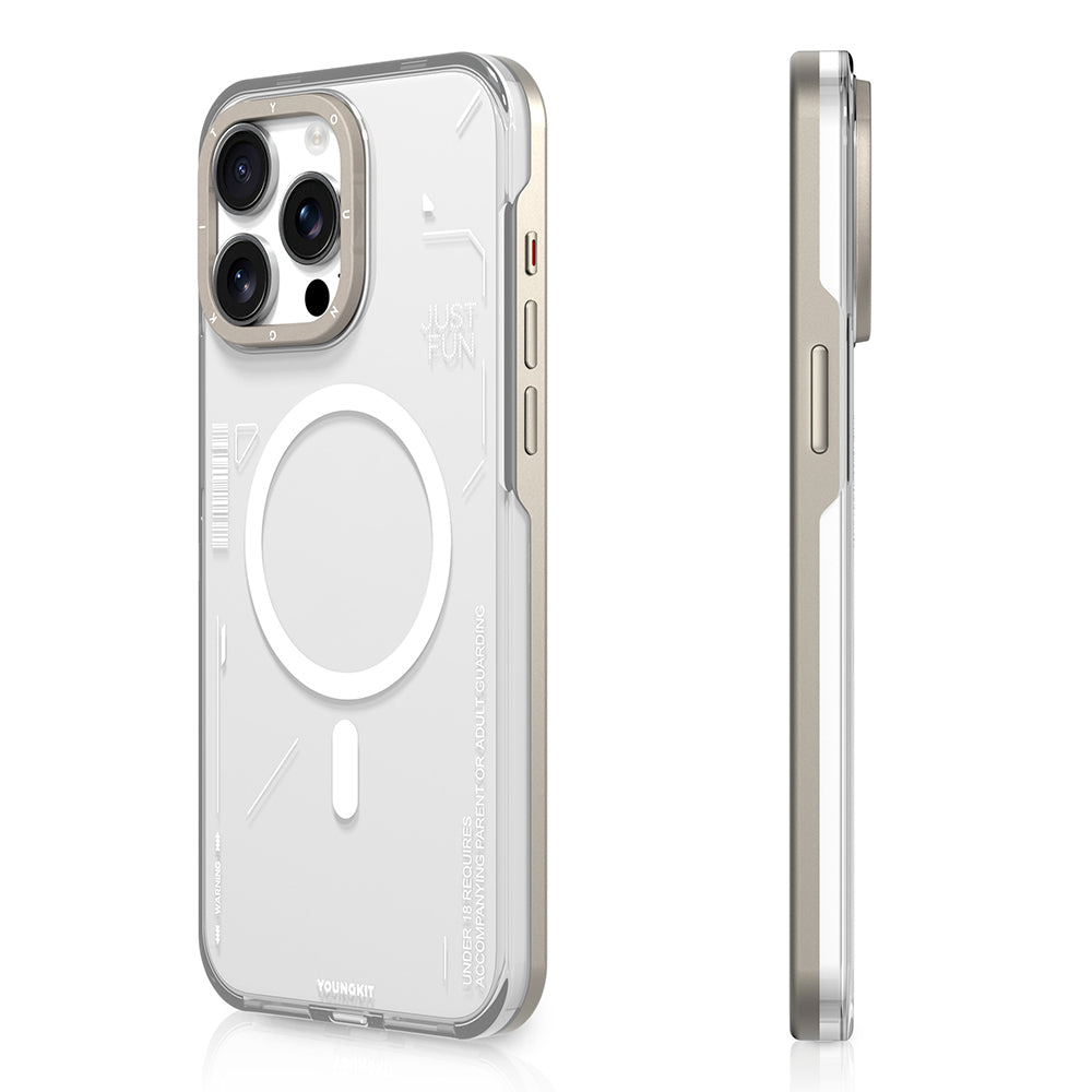 Apple iPhone 16 Pro Kılıf Magsafe Şarj Özellikli Çıkarılabilir Arka Yüzeyli Youngkit Mecha Kapak Desert Gold