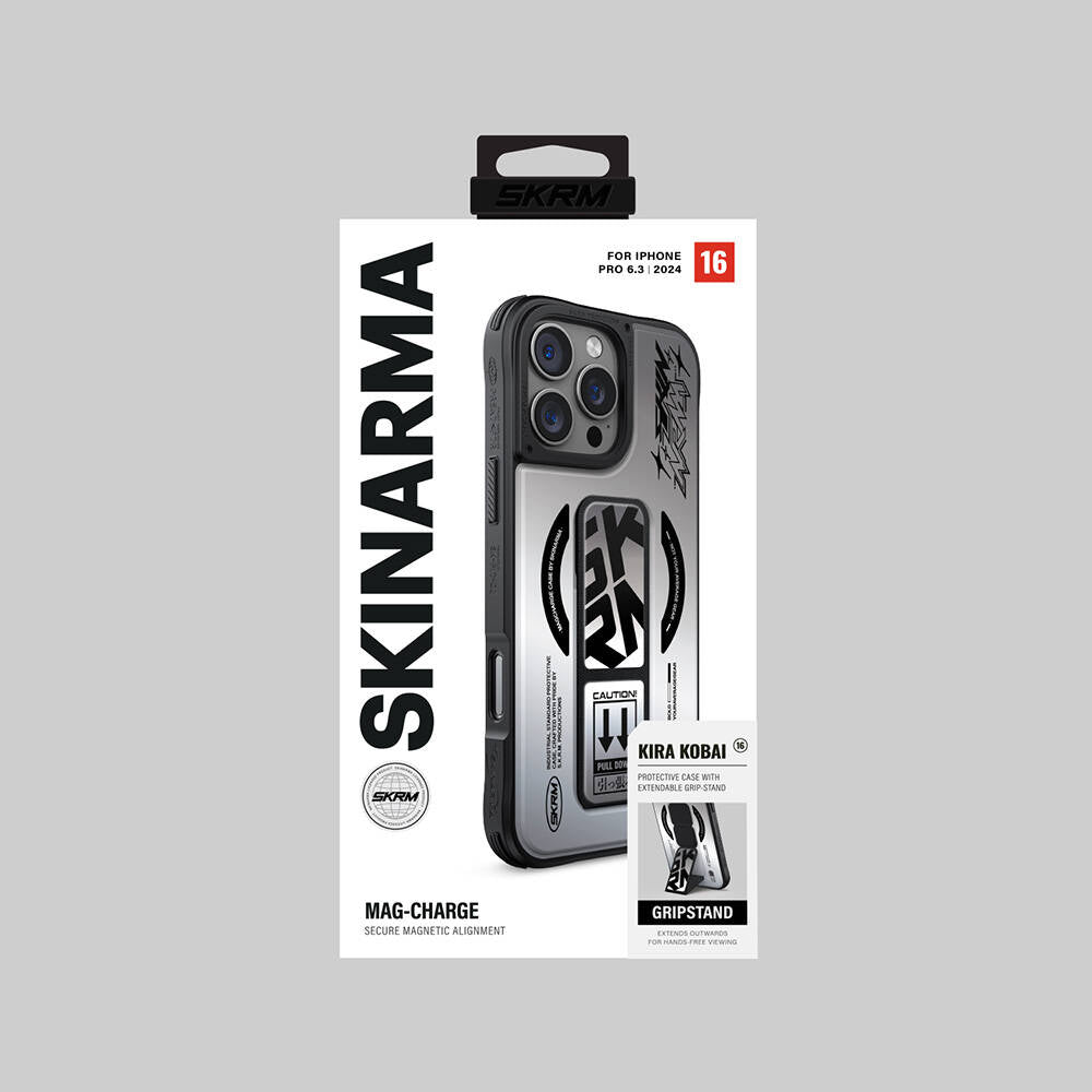 iPhone 16 Pro Kılıf M-safe Şarj Özellikli Holografik Tasarımlı Standlı Deri Görünümlü Skinarma Kira Kobai Kılıf