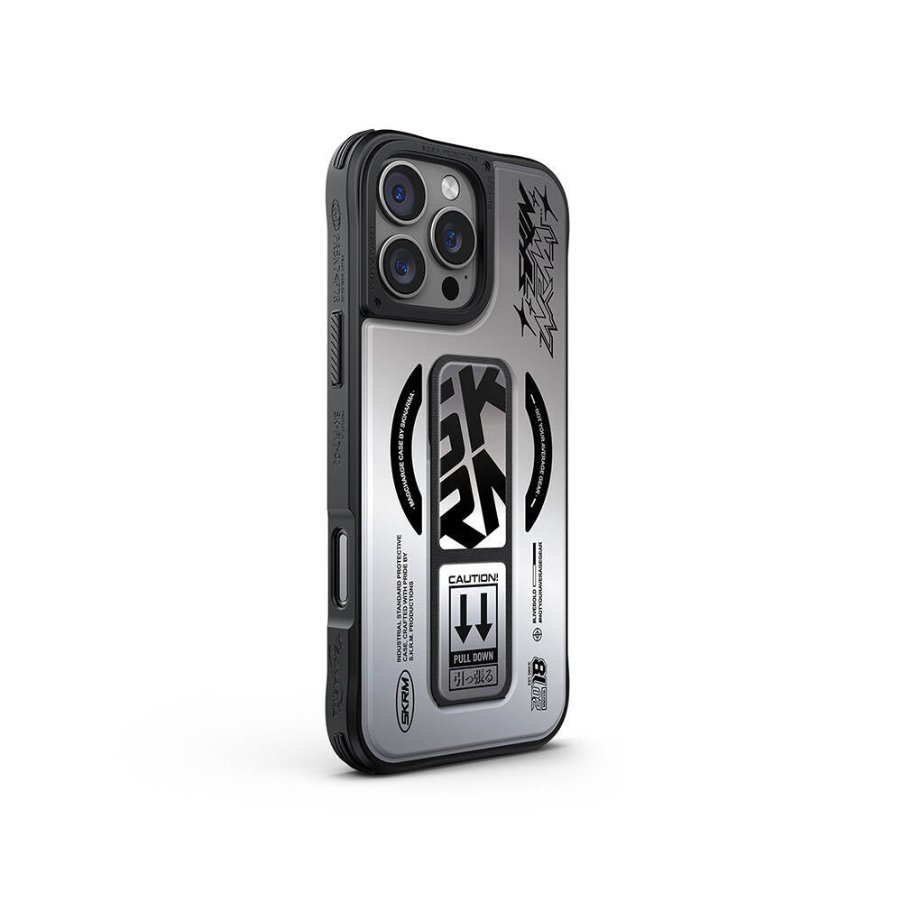 iPhone 16 Pro Kılıf M-safe Şarj Özellikli Holografik Tasarımlı Standlı Deri Görünümlü Skinarma Kira Kobai Kılıf