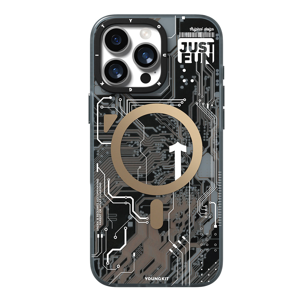 Apple iPhone 16 Pro Kılıf M-safe Şarj Özellikli Kamera Denetim Butonlu Youngkit Technology Serisi Kapak Mavi