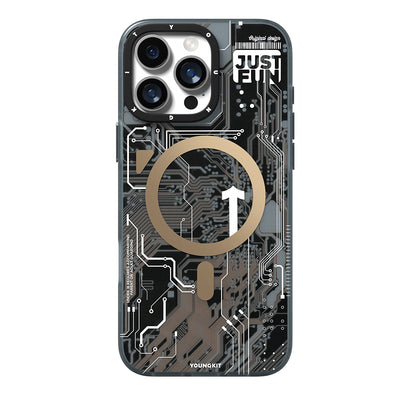 Apple iPhone 16 Pro Kılıf M-safe Şarj Özellikli Kamera Denetim Butonlu Youngkit Technology Serisi Kapak Mavi