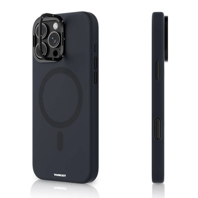 Apple iPhone 16 Pro Kılıf Magsafe Şarj Özellikli Kamera Standlı Youngkit Bitty Cream Kapak Siyah